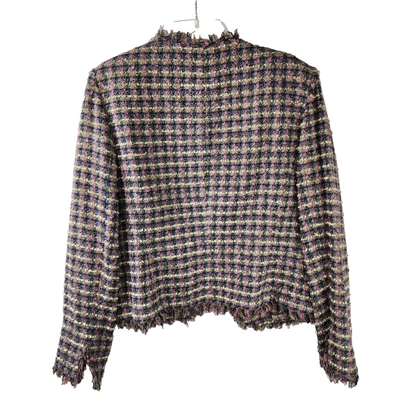 Norton McNaughton No Button Woven Fringed Short Blazer Size 10 - Picture 2 of 8